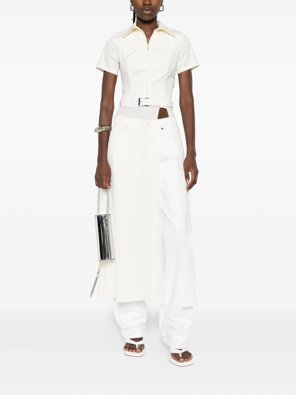Vestiaire D'un Oiseau Libre Slit Midi Skirt In White