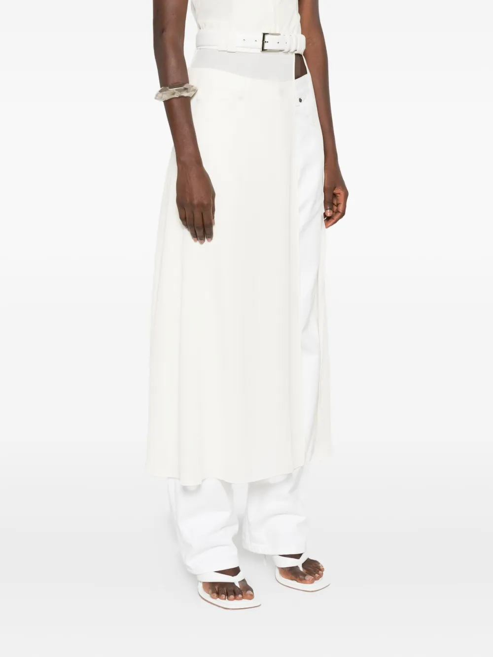 Vestiaire D'un Oiseau Libre Slit Midi Skirt In White