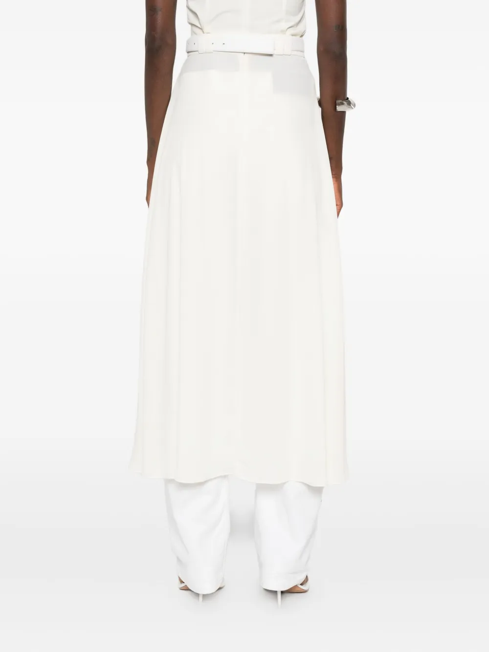 Vestiaire D'un Oiseau Libre Slit Midi Skirt In White