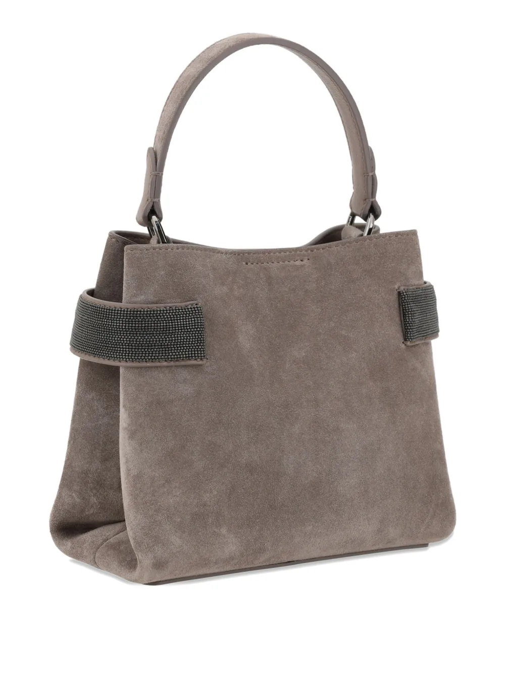 Brunello Cucinelli mini monili-embellished suede tote bag Grijs