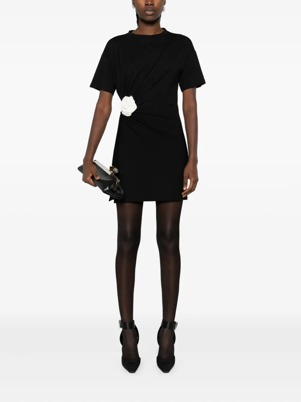 ROSERRY Carmen rose-embellished twisted mini dress - Zwart