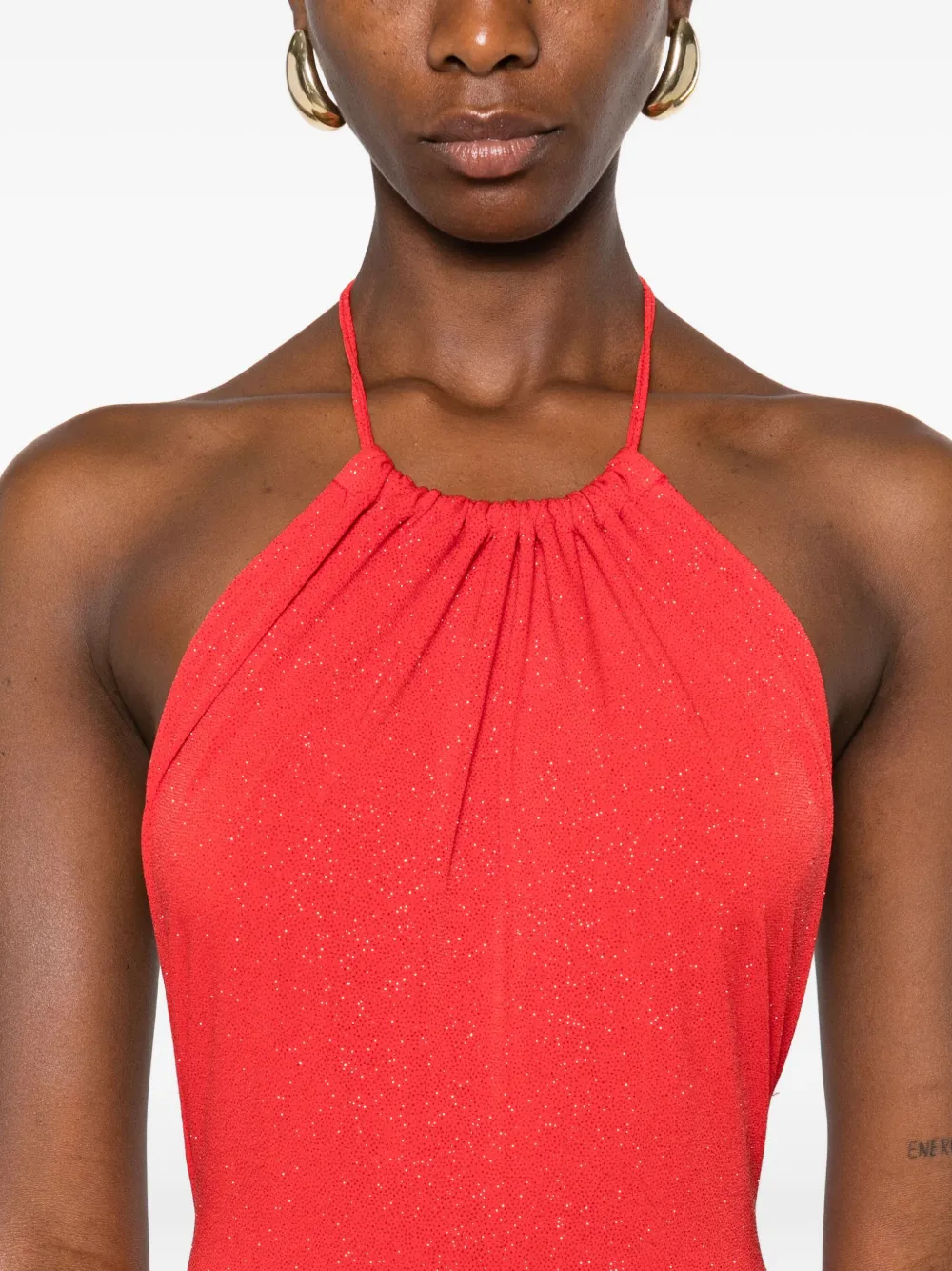 Roserry Halterneck Split Maxi Dress In Red