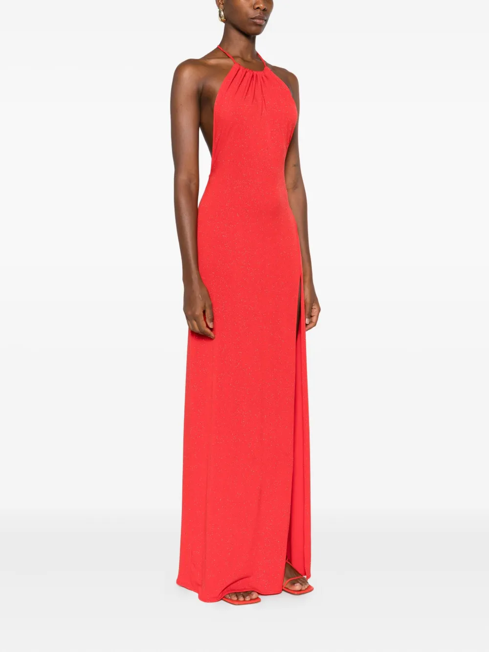 Roserry Halterneck Split Maxi Dress In Red