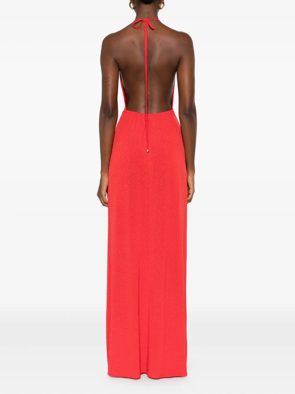 Roserry Halterneck Split Maxi Dress In Red