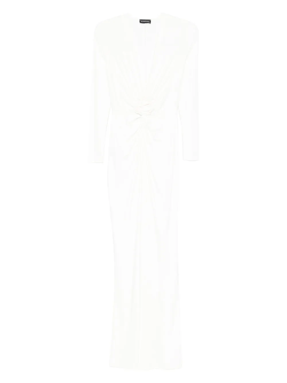 Roserry Mallorca Twist-neck Long-sleeve Maxi Dress In White