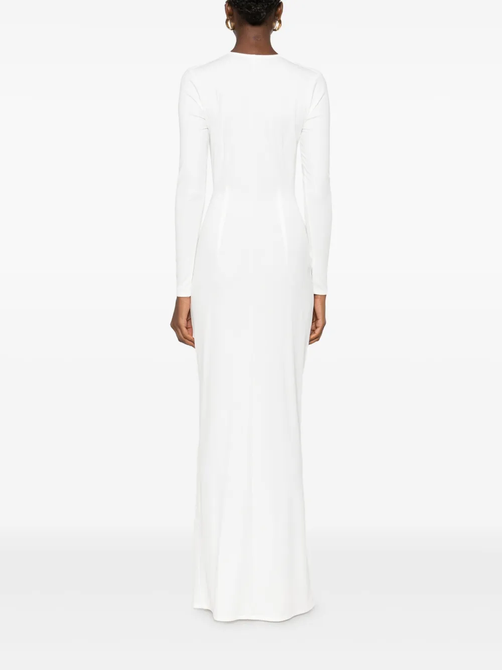 Roserry Mallorca Twist-neck Long-sleeve Maxi Dress In White