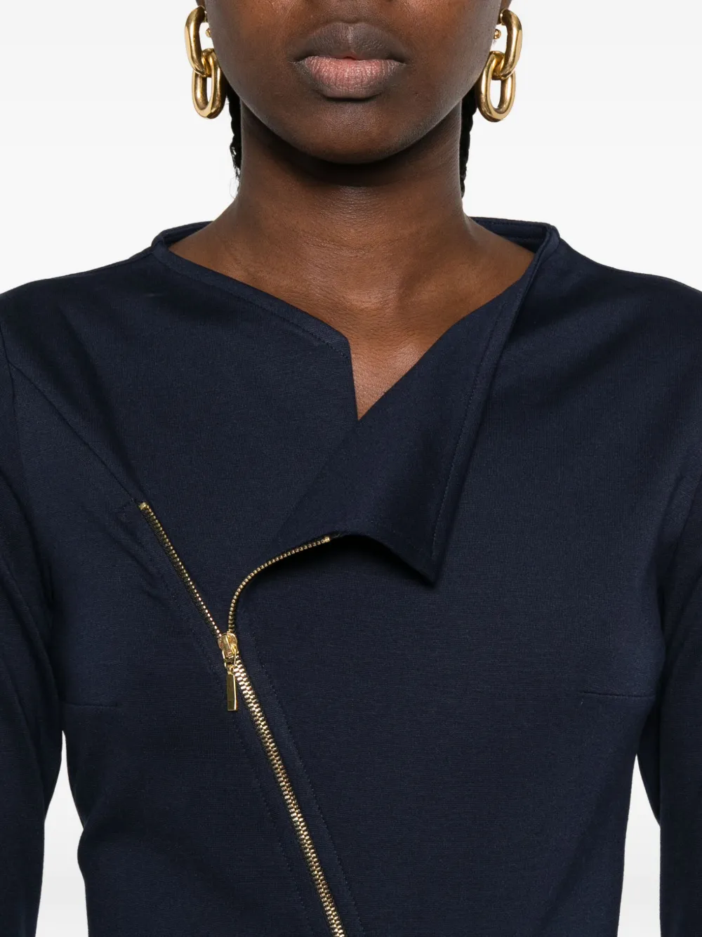 ROSERRY Chelsea asymmetrische midi-jurk met rits Blauw