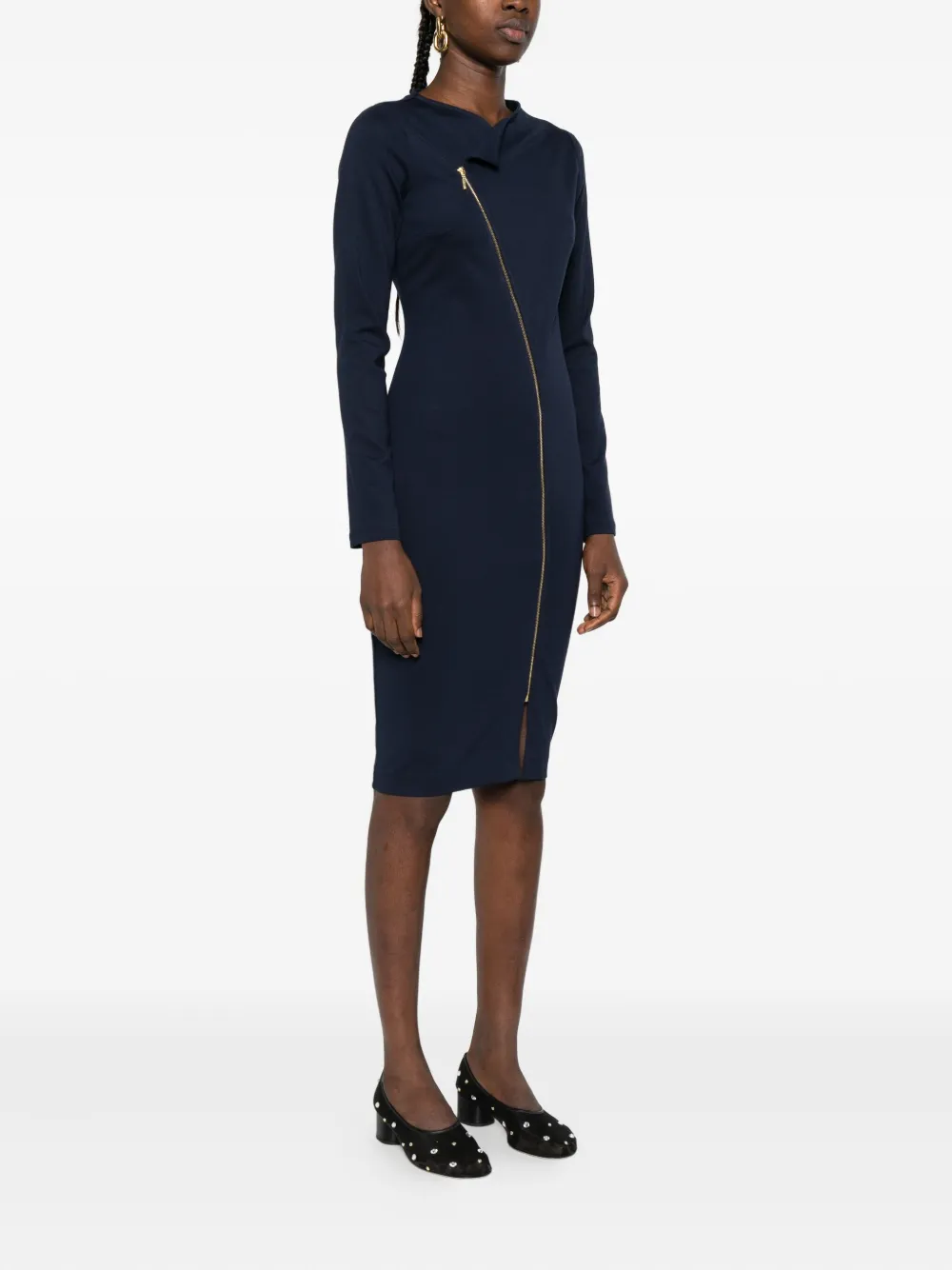 ROSERRY Chelsea asymmetrische midi-jurk met rits Blauw