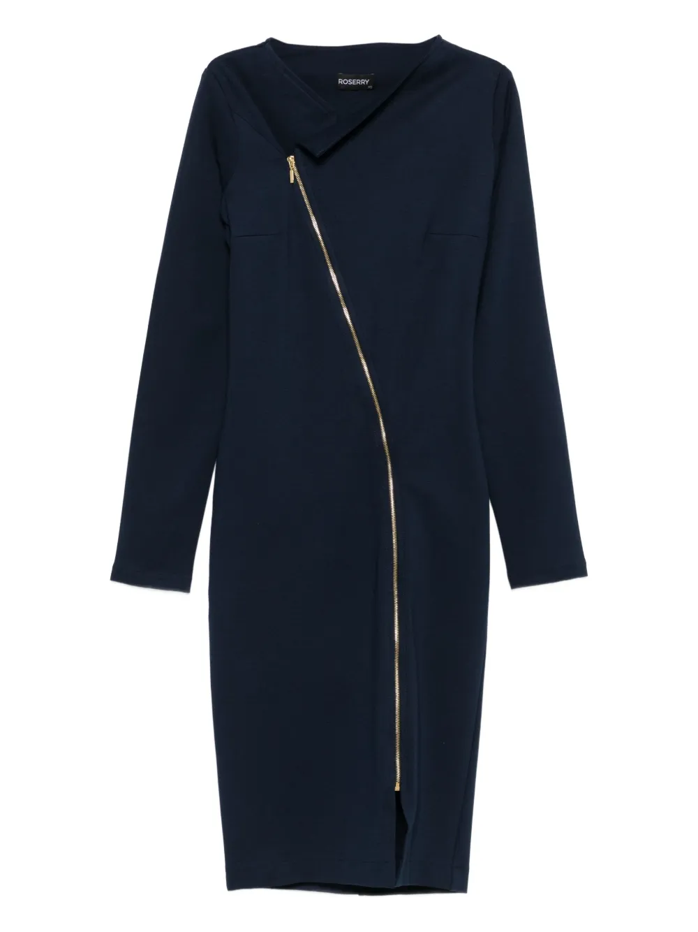 ROSERRY Chelsea asymmetrische midi-jurk met rits Blauw