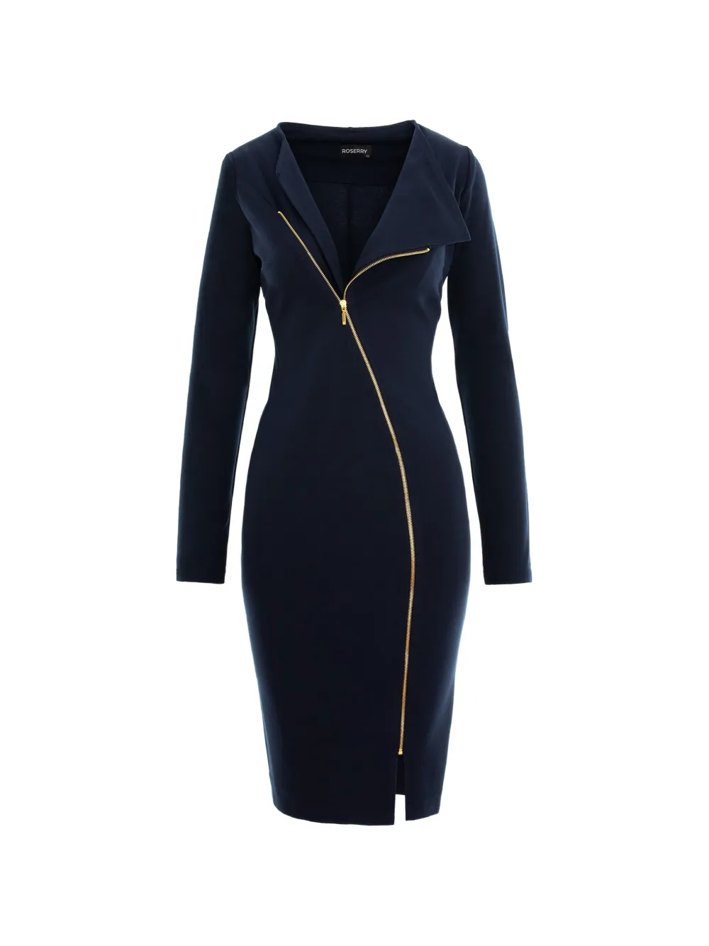 ROSERRY Chelsea asymmetric zip-front midi dress - Blu