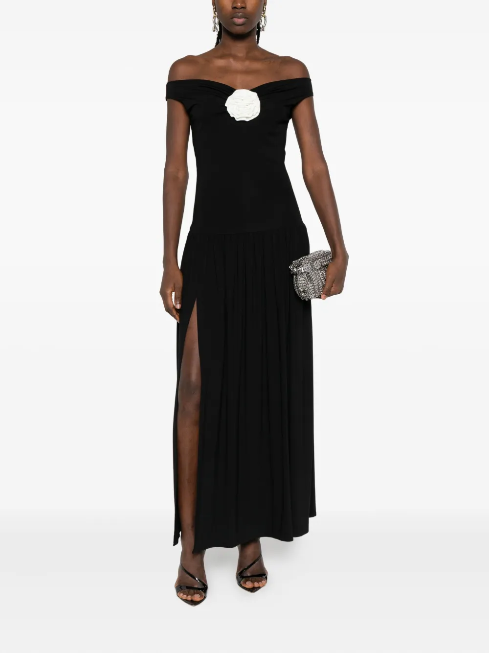 ROSERRY Venice maxi-jurk verfraaid met rozen - Zwart