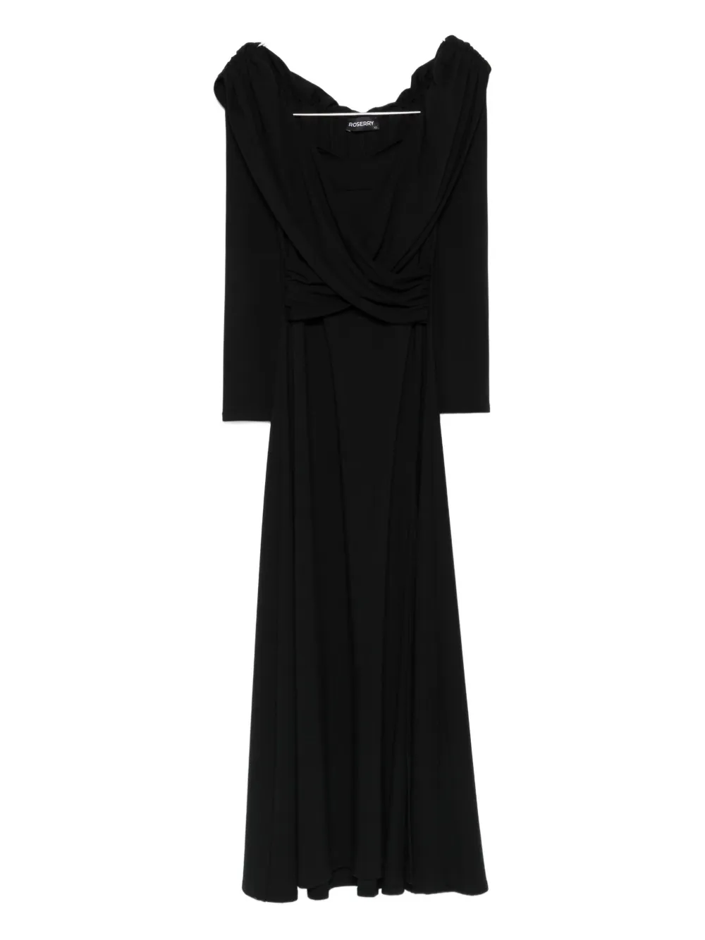 Roserry Tuscany Off-shoulder Wrap Midi Dress In Black