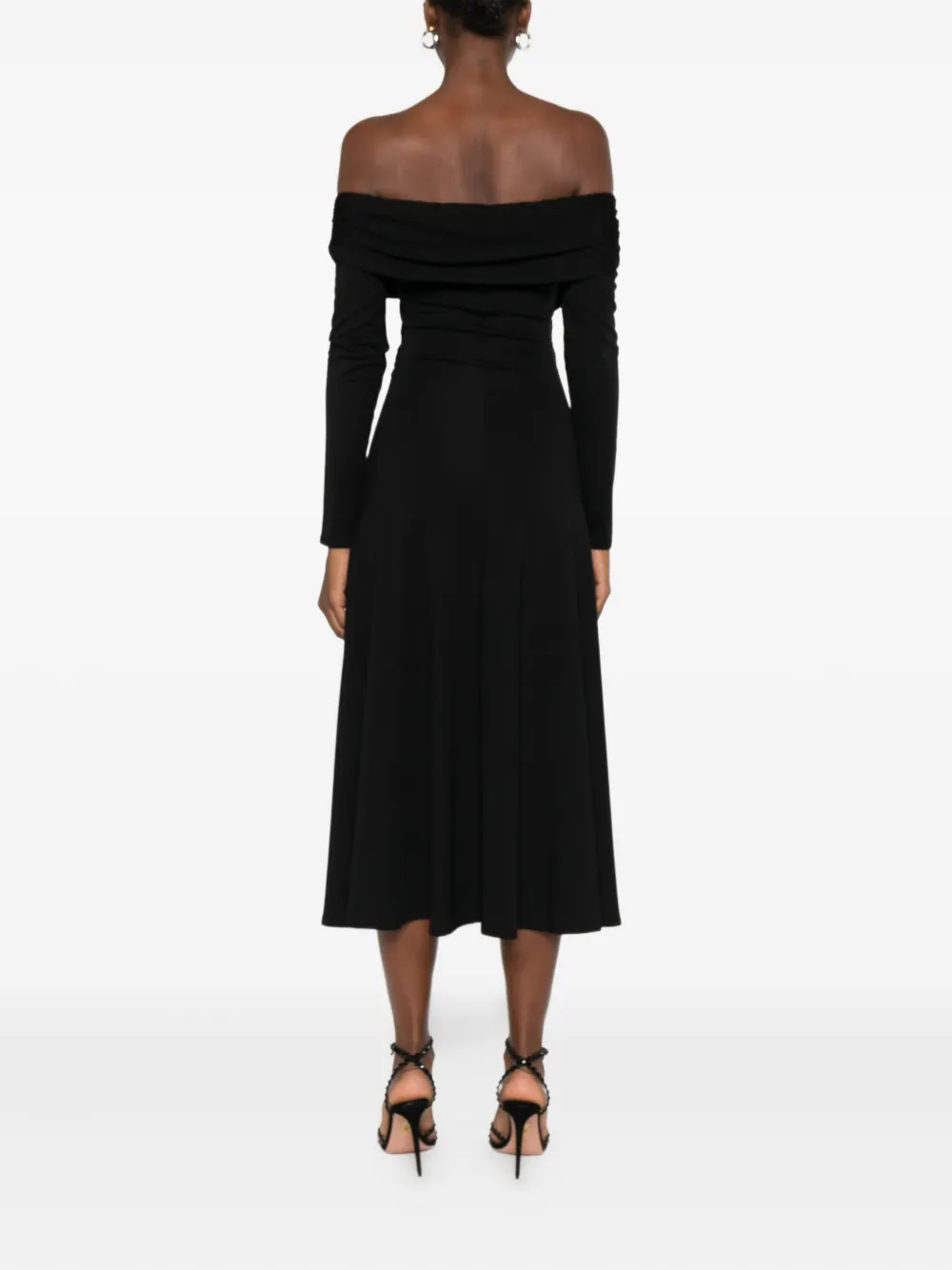 ROSERRY Tuscany off-shoulder midi-wikkeljurk Zwart