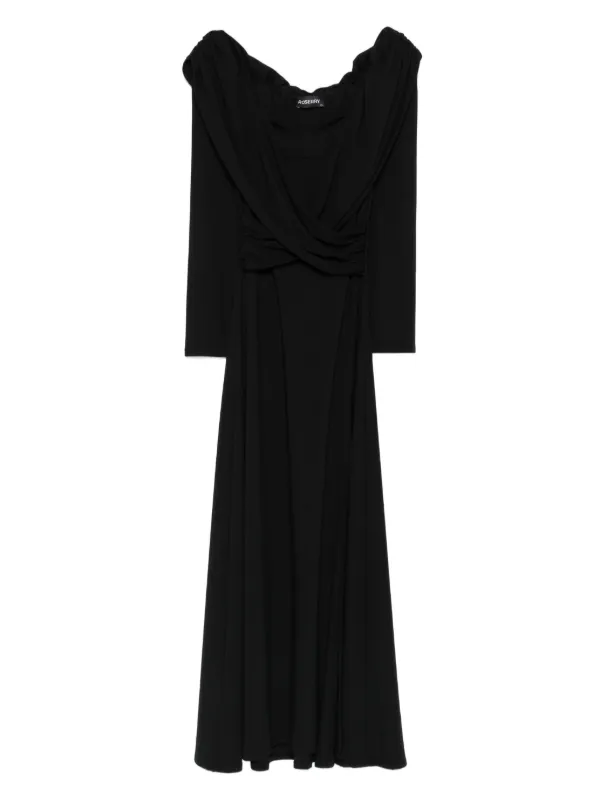 off shoulder wrap midi dress ROSERRY Tuscany off-shoulder Wrap Midi Dress | Black