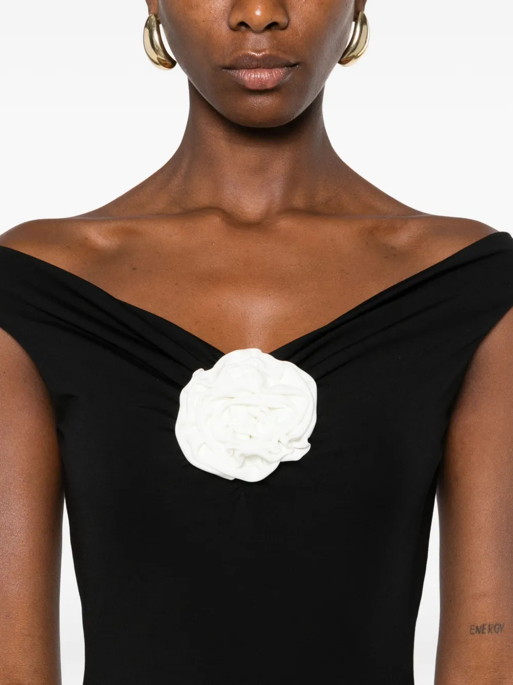 ROSERRY Maxi-jurk verfraaid met bloemen Zwart