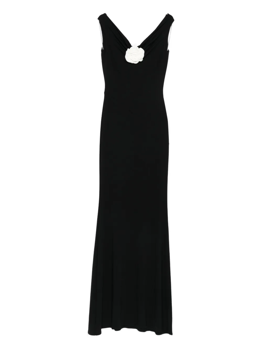 Roserry Flower-embellished Maxi Dress In Black