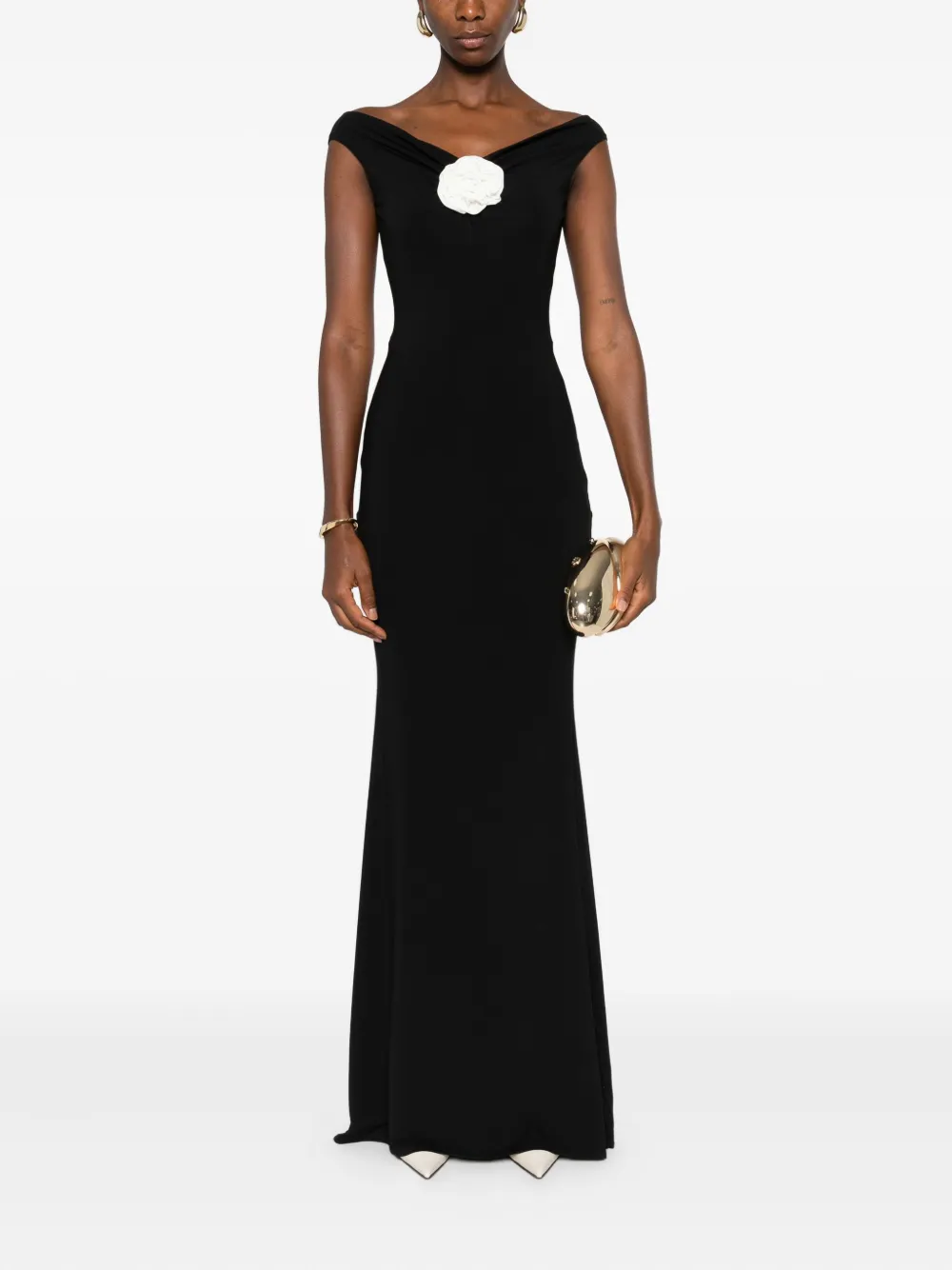 ROSERRY flower-embellished maxi dress - Zwart