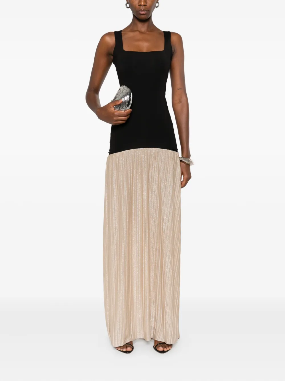 ROSERRY pleated sleeveless midi dress - Zwart