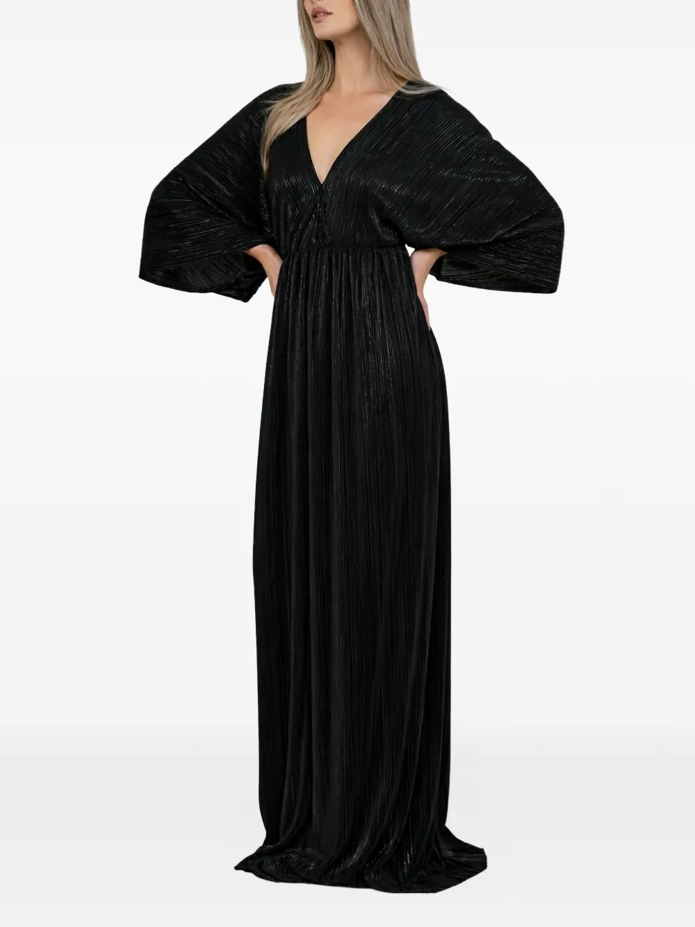 Athens Pleated V-Neck Maxi Dress