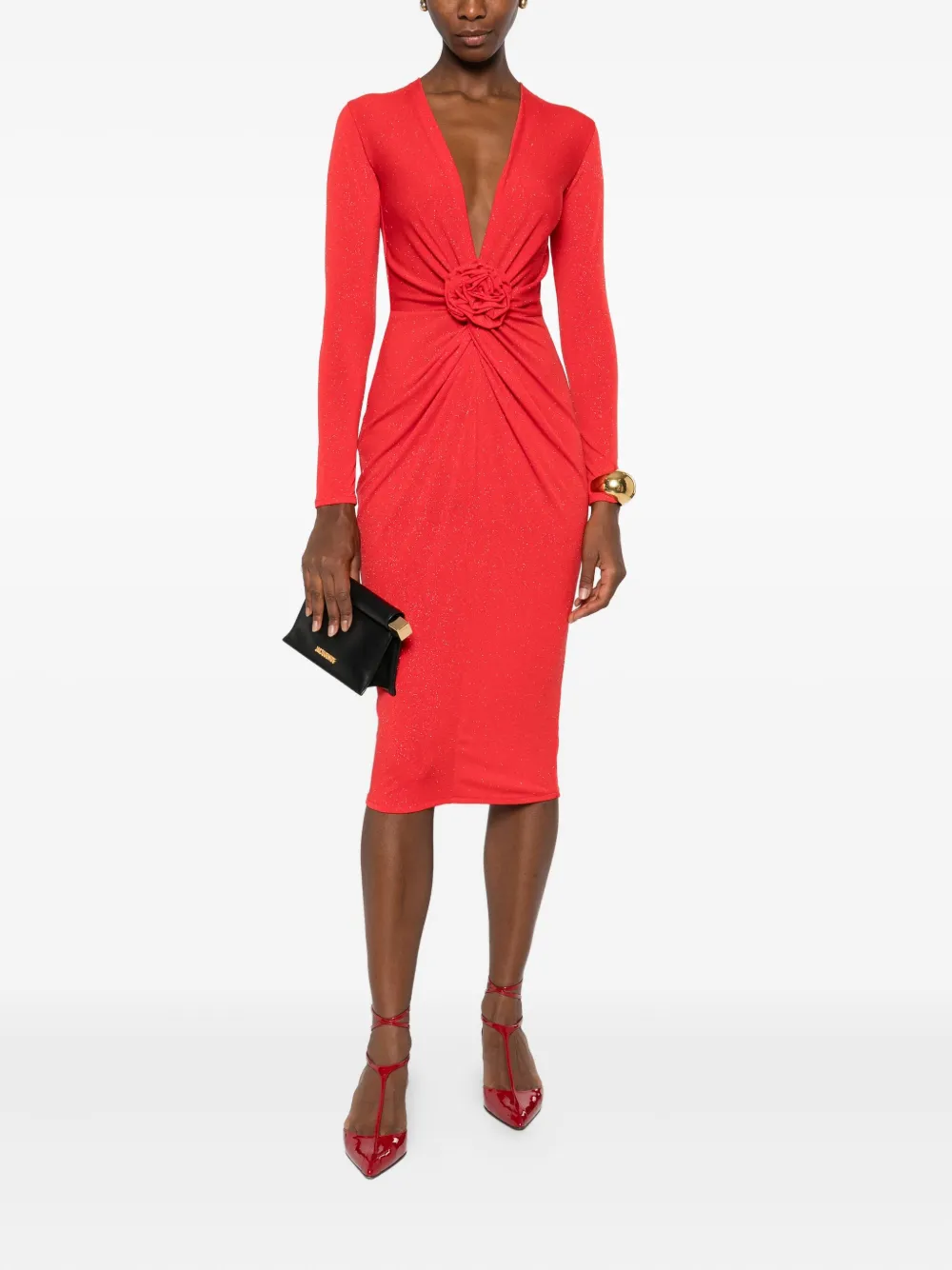 ROSERRY rose-embellished midi dress - Rood