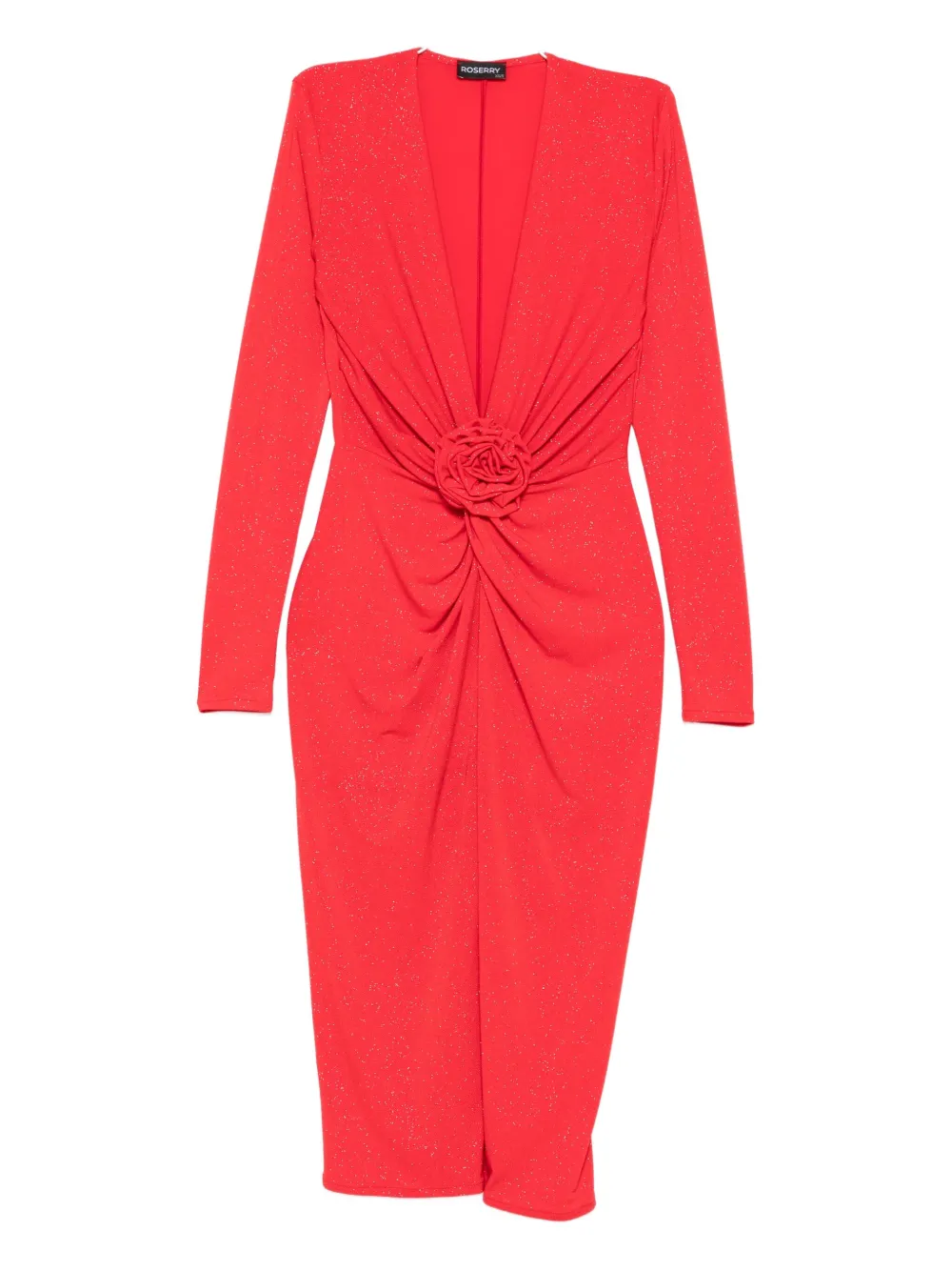 Roserry Rose-embellished Midi Dress In Red