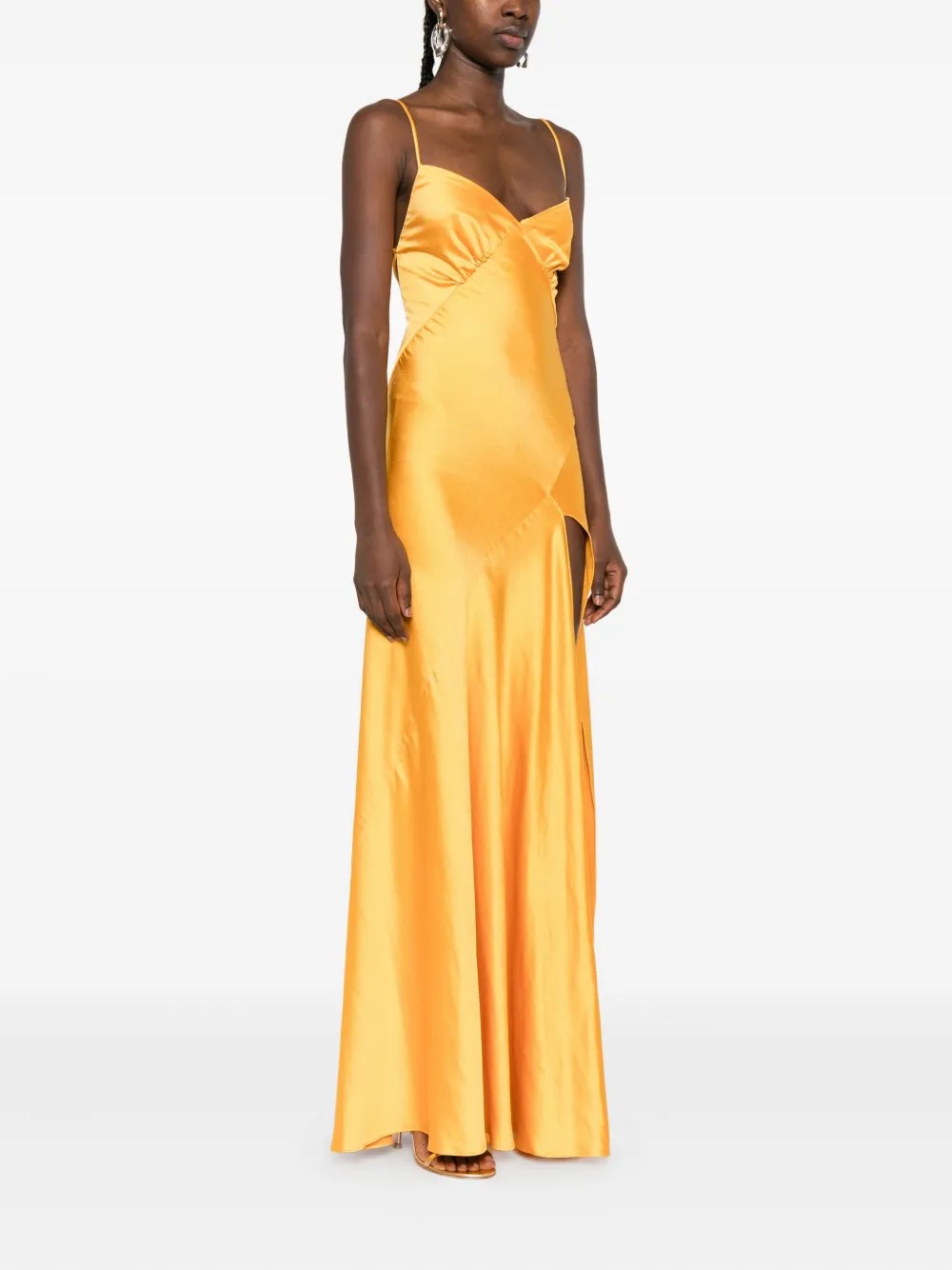 Roserry Cross-back Split Maxi Dress In Yellow
