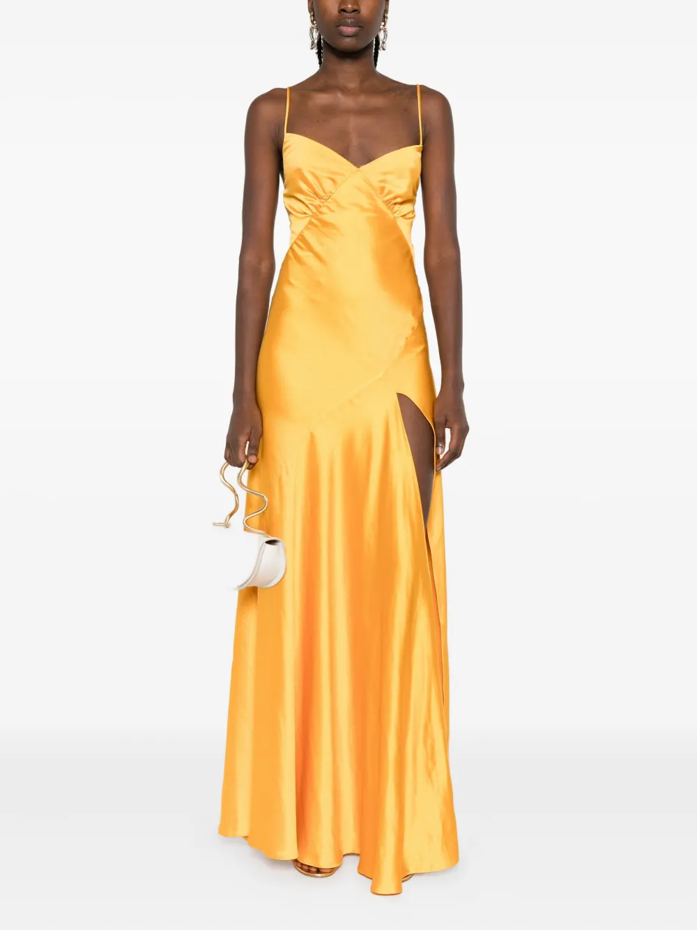 ROSERRY cross-back split maxi dress - Geel