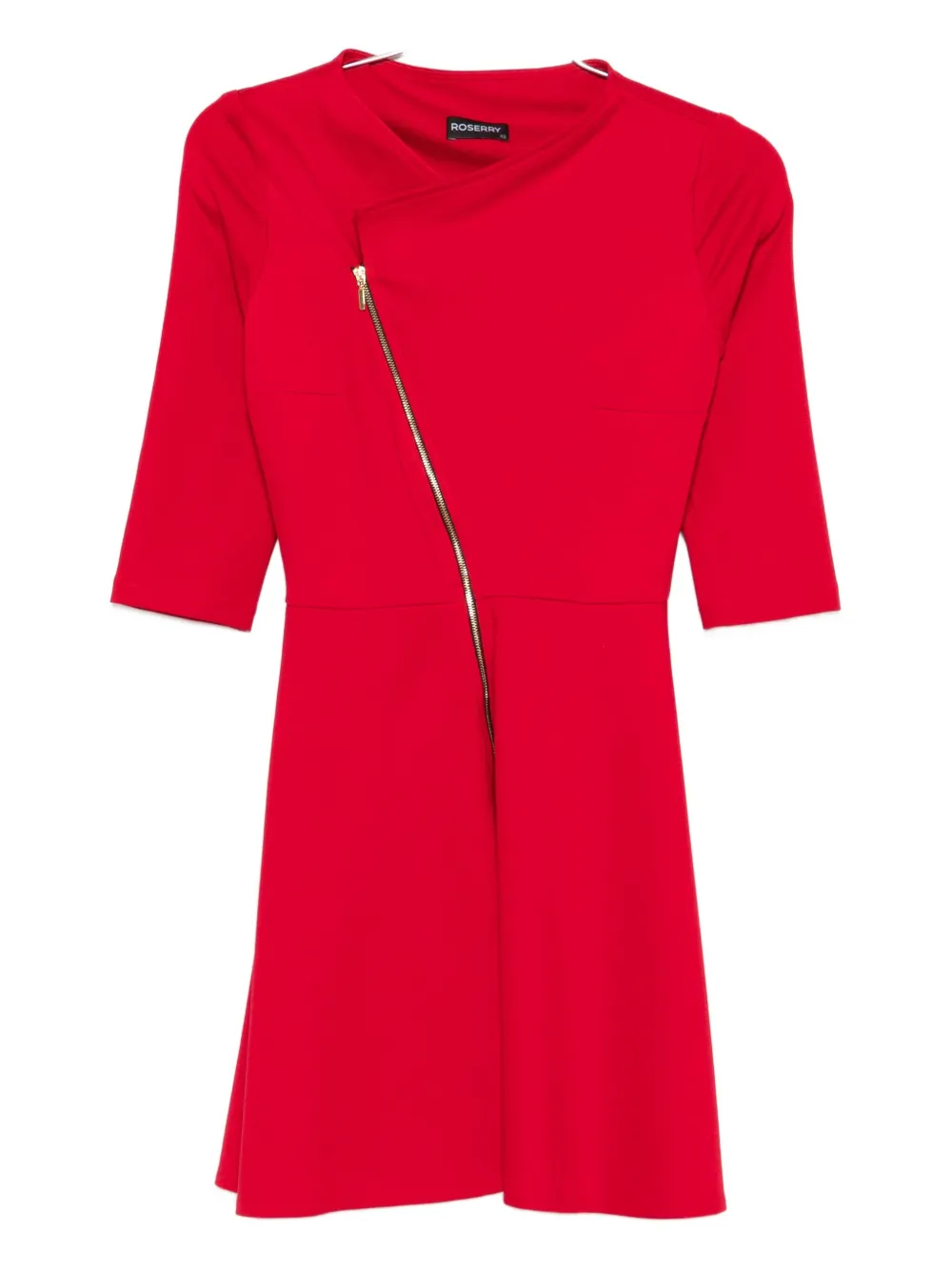 Roserry Chelsea Diagonal-zip Mini Dress In Red