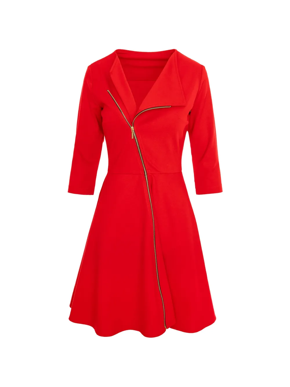 ROSERRY Chelsea diagonal-zip mini dress - Rosso