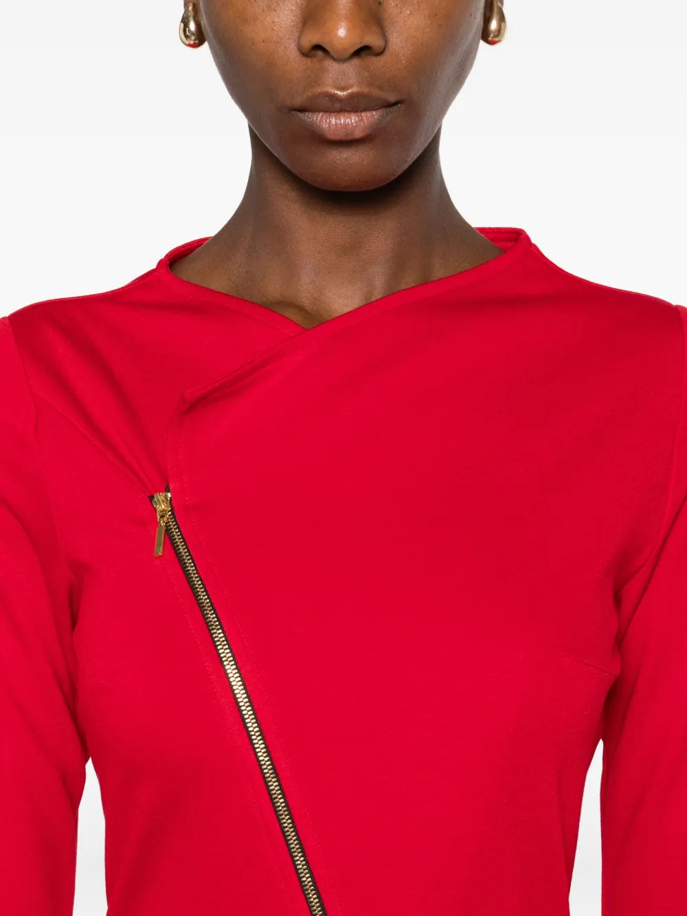 ROSERRY Chelsea asymmetrische midi-jurk met rits Rood