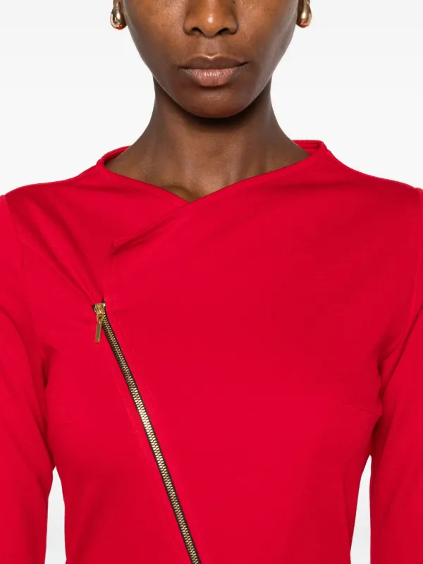 red front zipper dress Claire Long Zip Front Dress