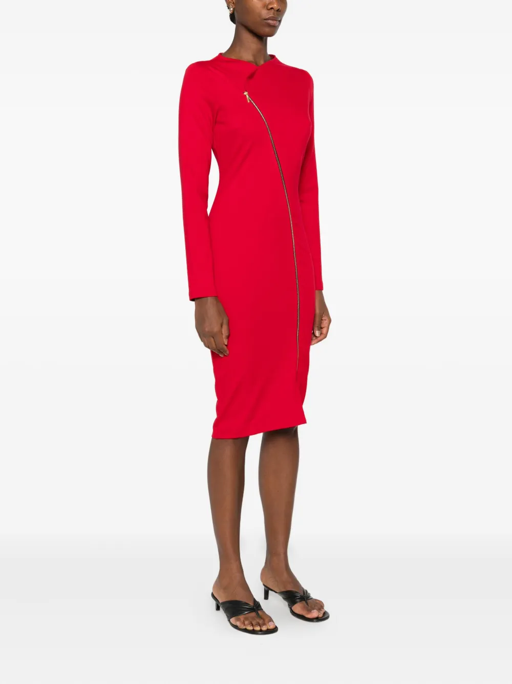 ROSERRY Chelsea asymmetrische midi-jurk met rits Rood