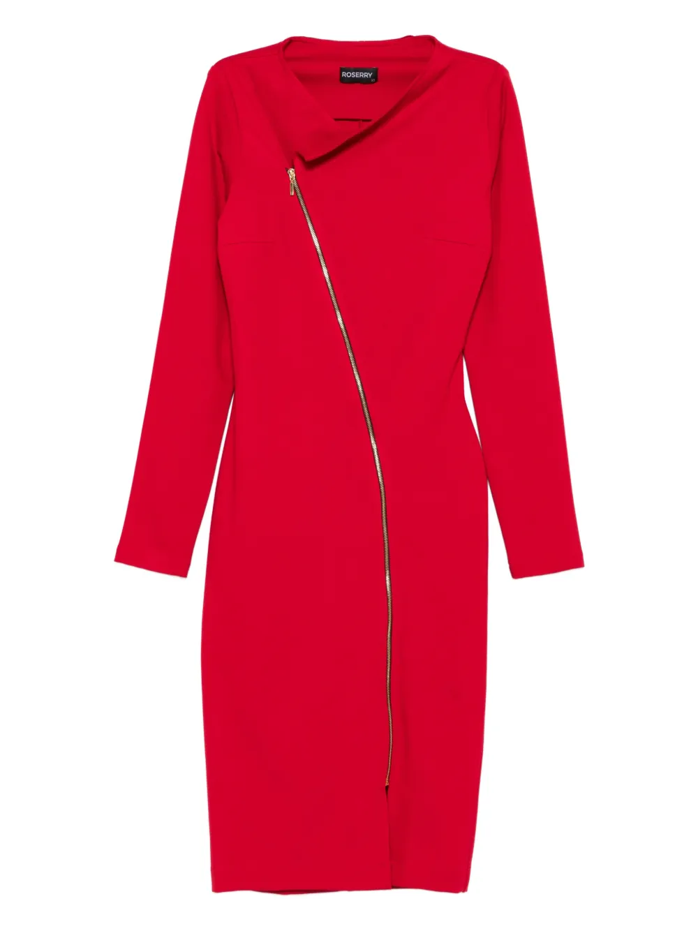 ROSERRY Chelsea asymmetrische midi-jurk met rits Rood