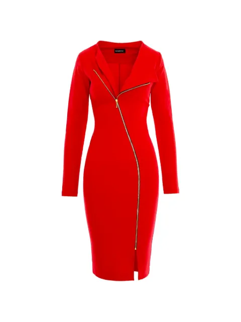 ROSERRY Chelsea asymmetric zip-front midi dress