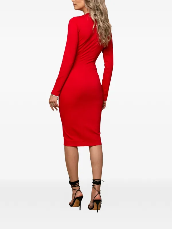 ROSERRY Chelsea Asymmetric zip-front Midi Dress | Red | FARFETCH