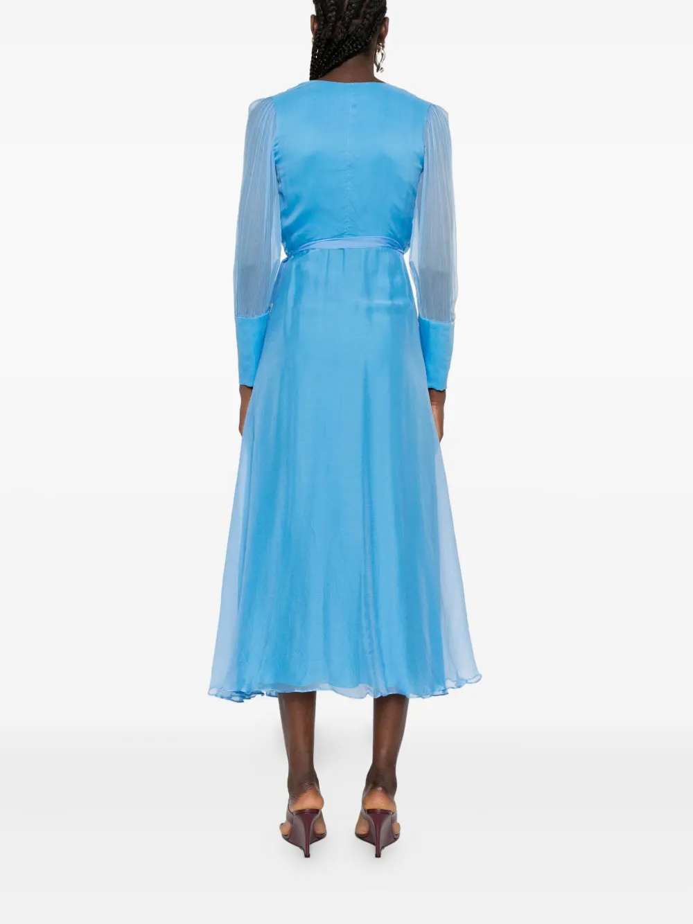 ROSERRY Midi-jurk met gewikkeld effect en lange mouwen Blauw