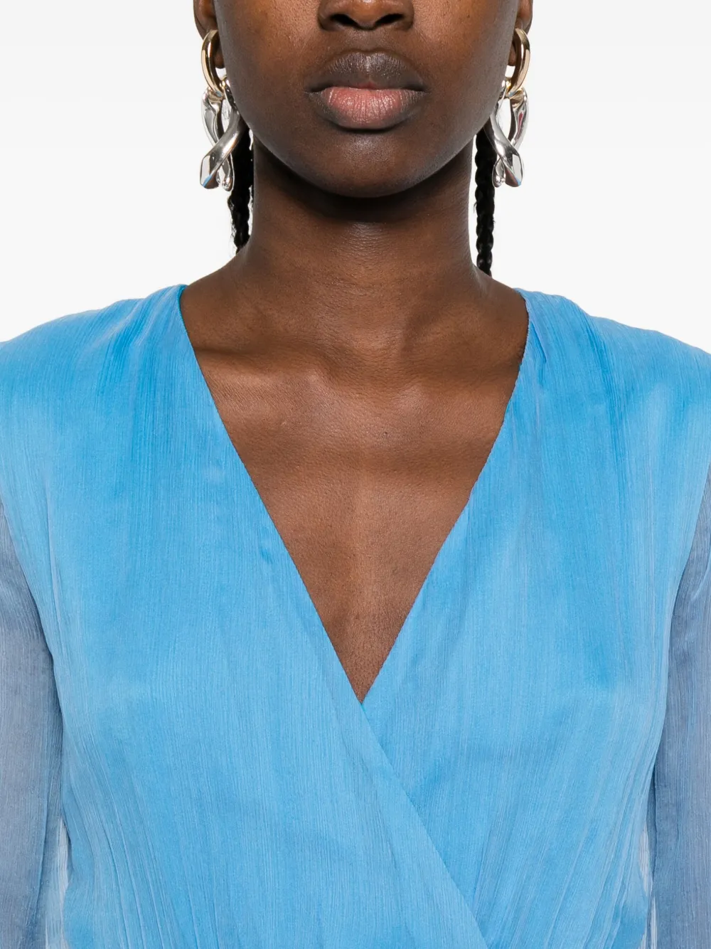 ROSERRY Midi-jurk met gewikkeld effect en lange mouwen Blauw