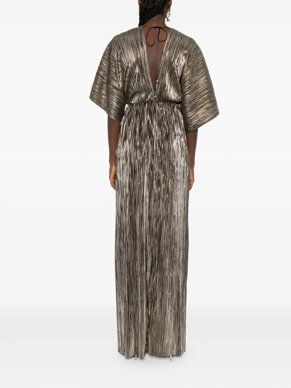 ROSERRY Athens geplooide maxi-jurk met V-hals Goud