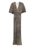 ROSERRY Athens pleated V-neck maxi dress - Gold