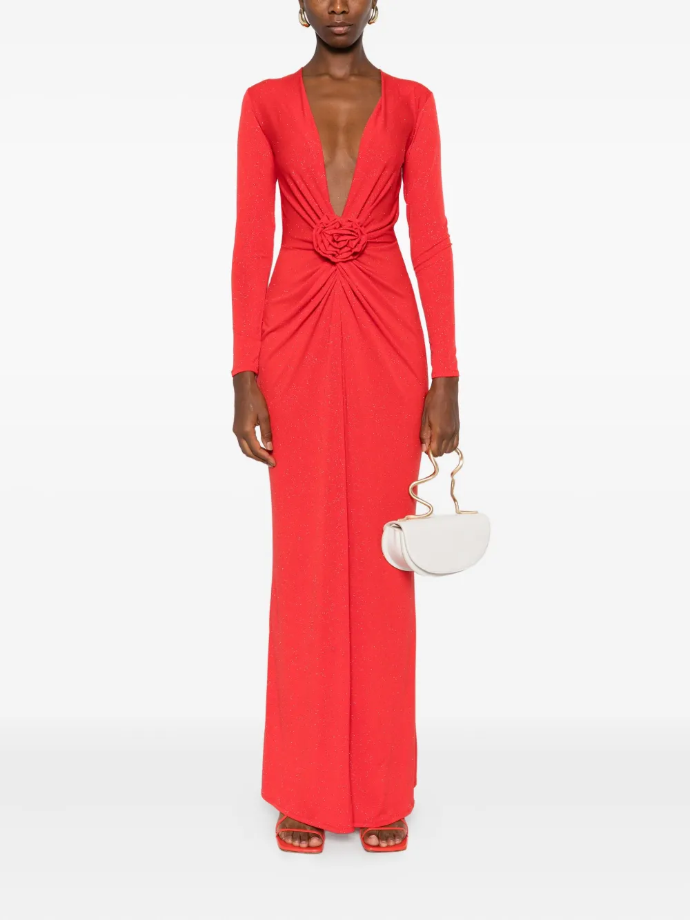 ROSERRY Mallorca maxi-jurk verfraaid met rozen - Rood