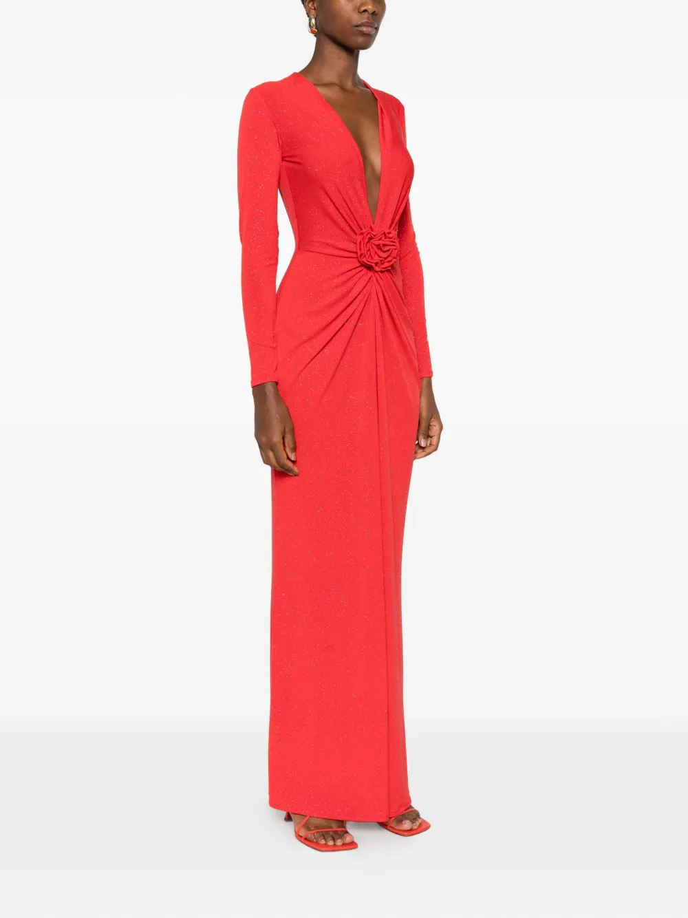 ROSERRY Mallorca maxi-jurk verfraaid met rozen Rood