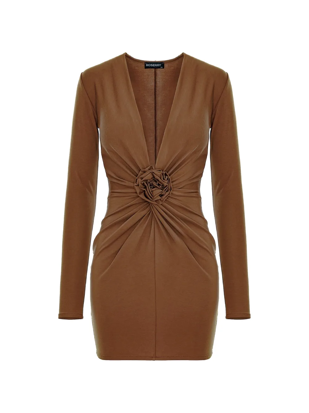 ROSERRY rose-embellished twist-front mini dress - Marrone