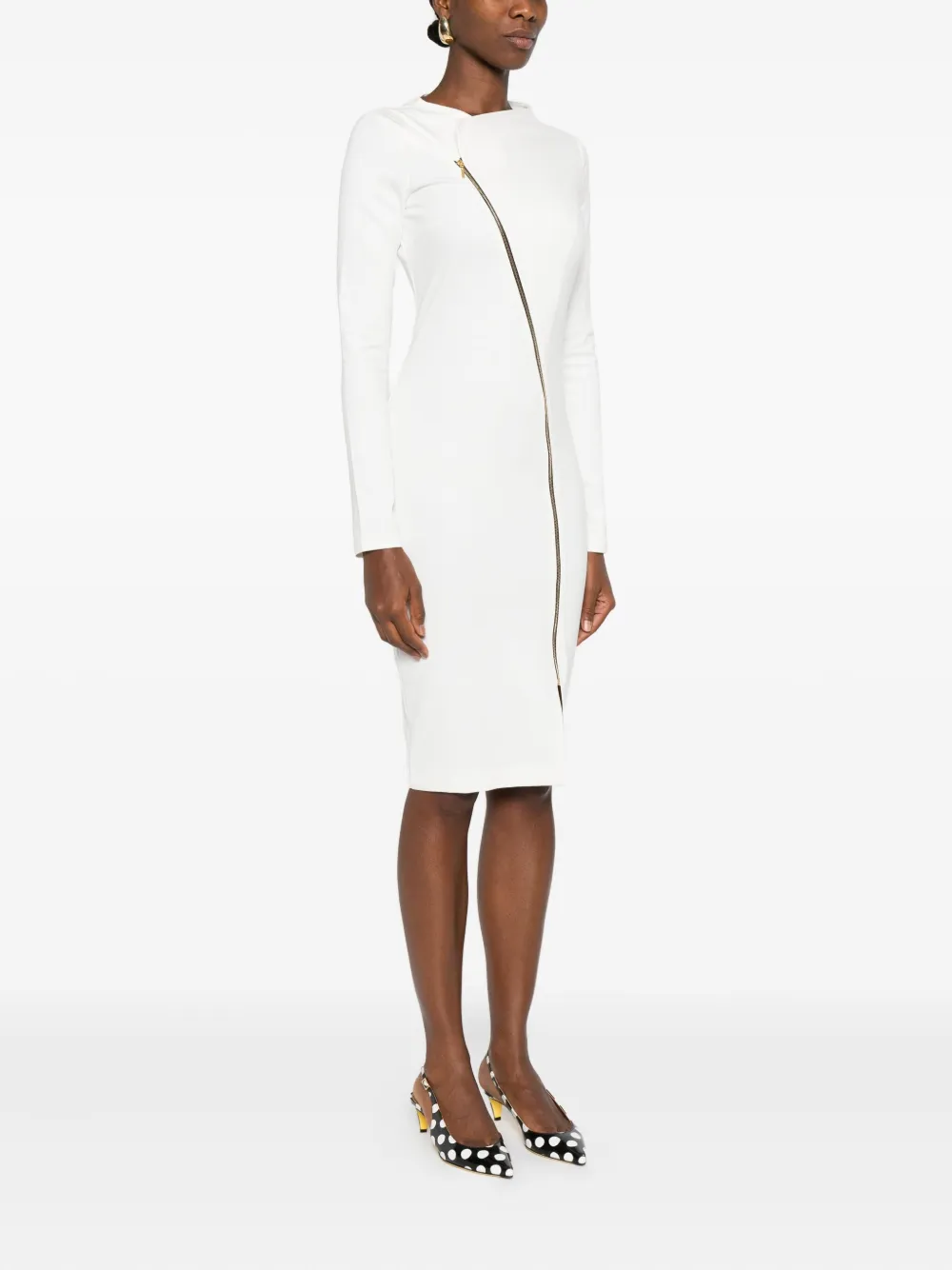 ROSERRY Chelsea asymmetrische midi-jurk met rits Wit
