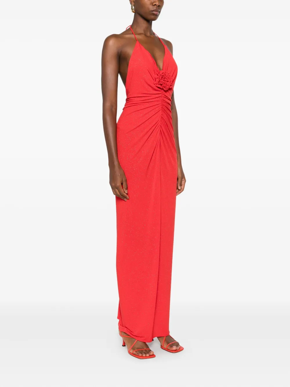 ROSERRY Midi-jurk met halternek en roos Rood