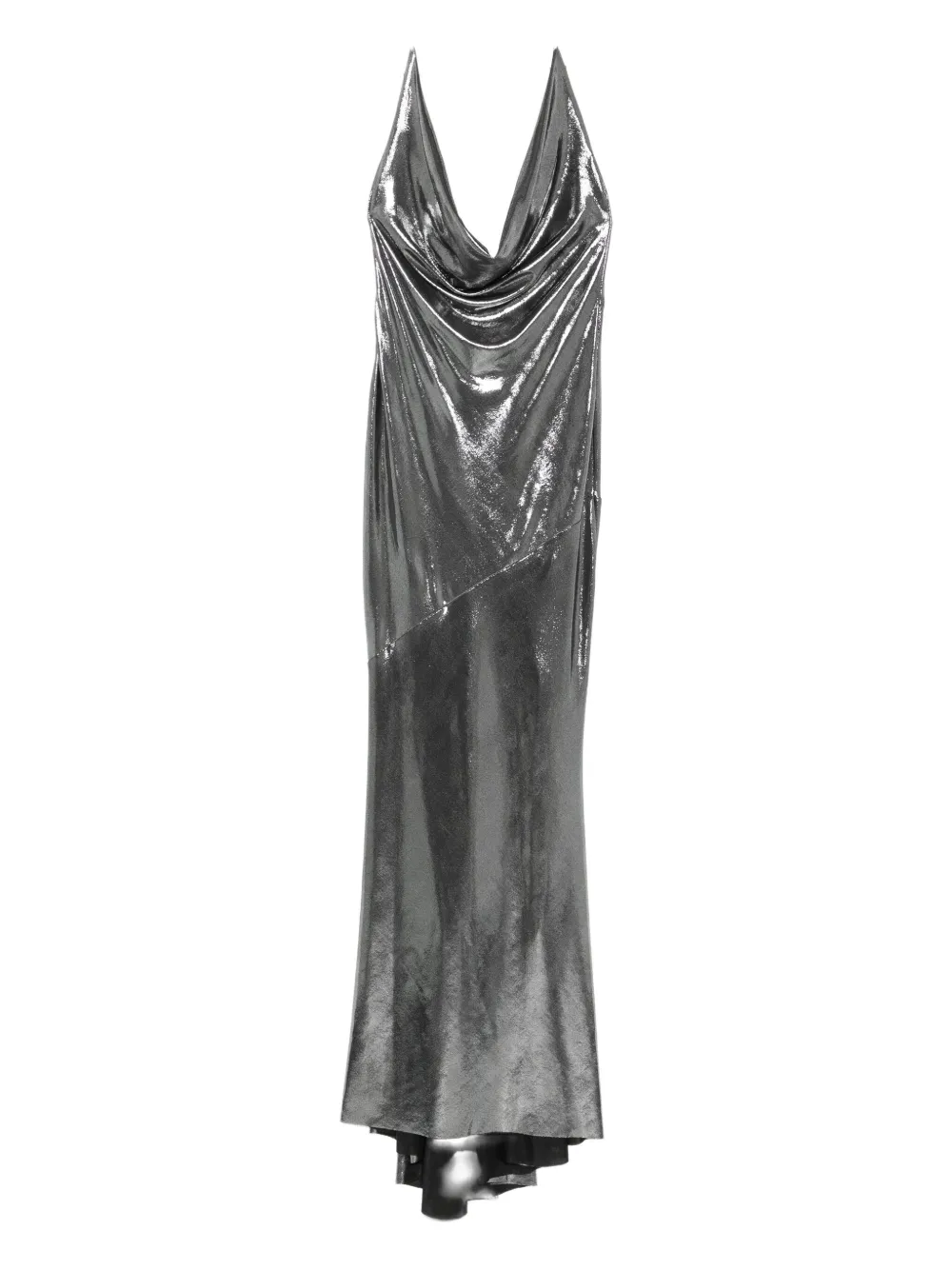 Roserry Ibiza Cowl-neck Maxi Dress In Silver
