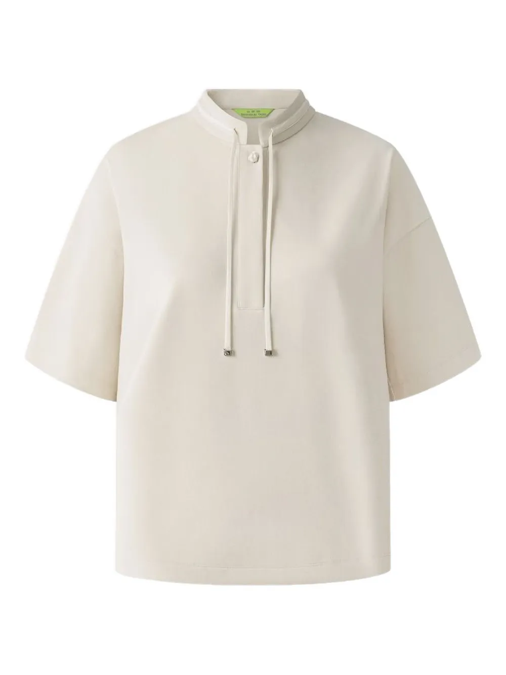 mandarin-collar tie-neck blouse