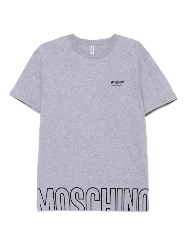 Moschino Logo-detail Cotton T-shirt in Grey