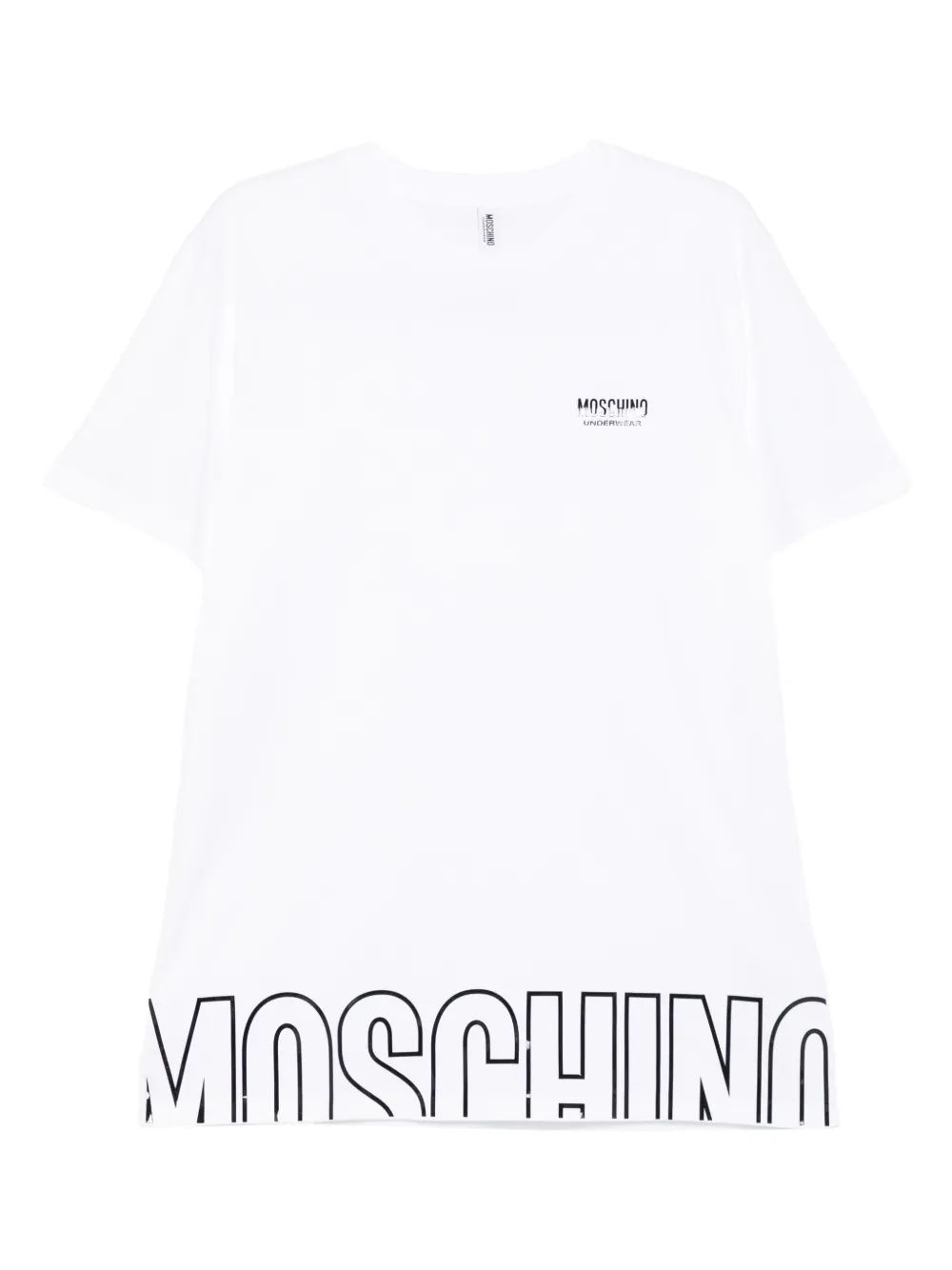 Moschino Crew Neck Short Sleeve Straight Hem T-shirt In White