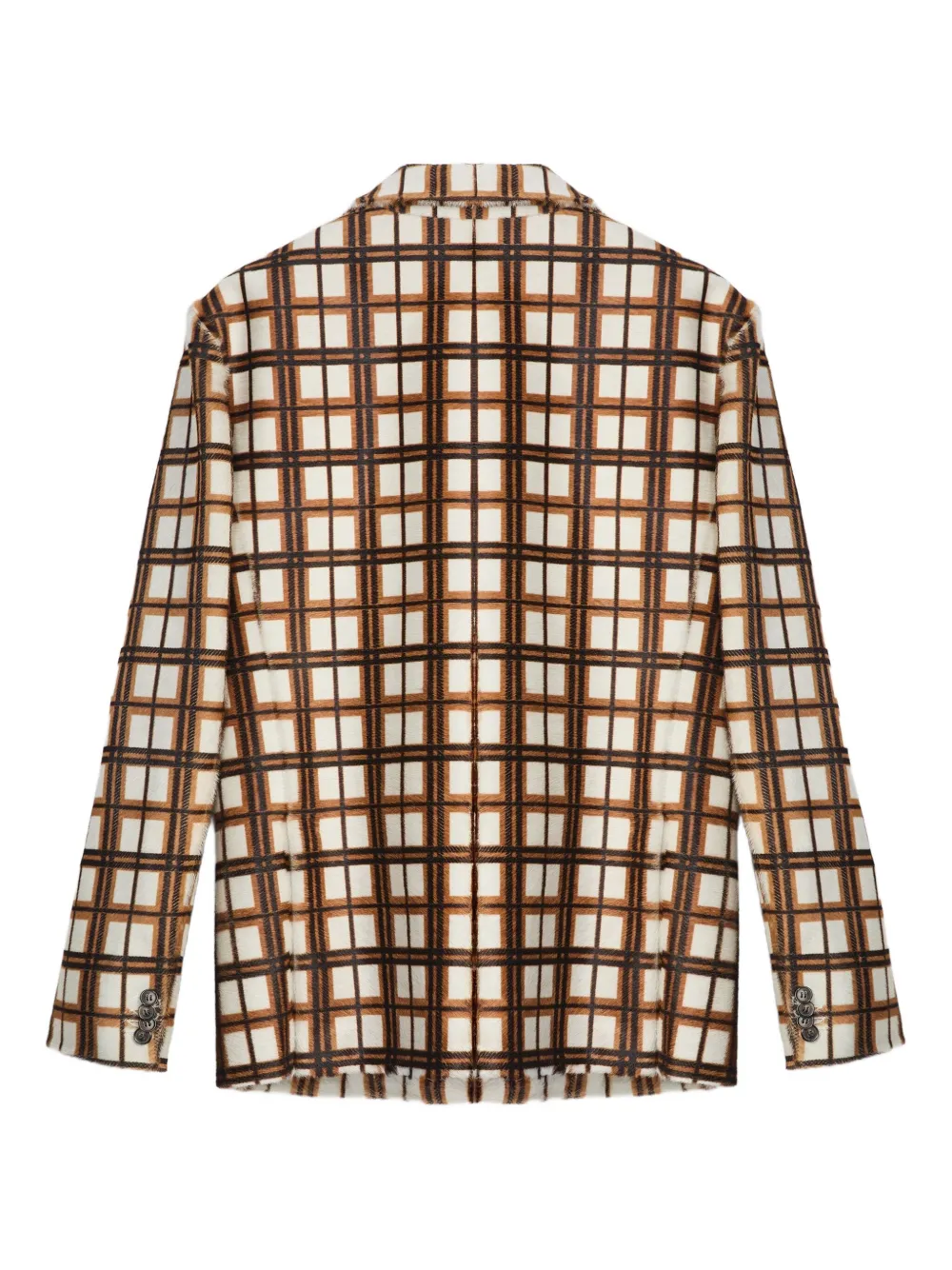 Camperlab Checked Leather Jacket In Brown