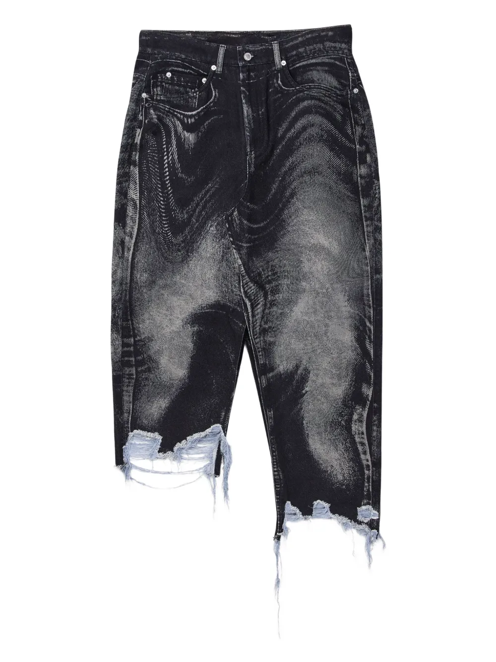 CamperLab acid-wash frayed denim skirt | Black | Image 1